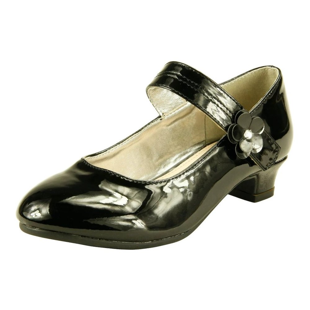 The Doll Maker Girl Ankle Strap Low Heel Mary Jane Dress Pump - Black - Size 4